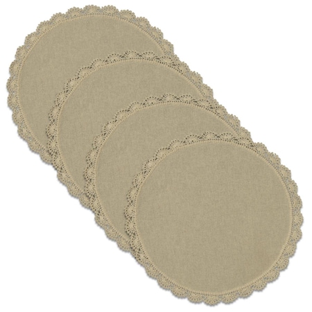Heritage Lace 12 in. Crochet Envy Petal Edge Round Doily - Natural - Set of 4 CEPE-1200NA-S